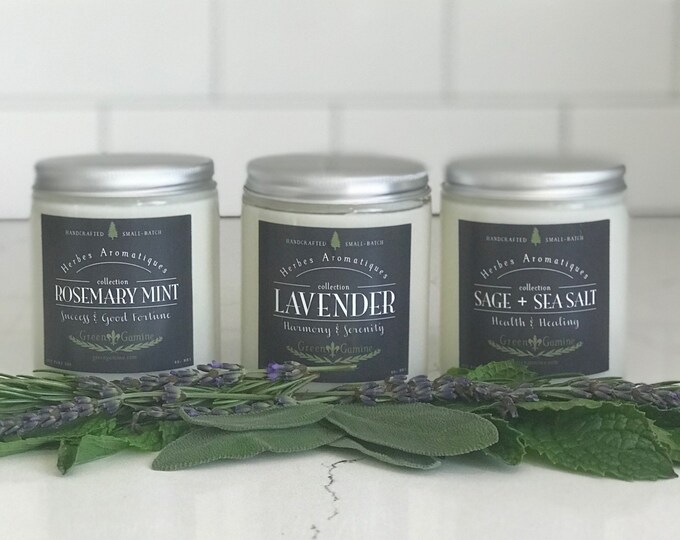 herbal candles, soy candle set, soy candles gift set, soy candles, soy candles handmade, organic soy candles, organic candle, soy candle 8oz