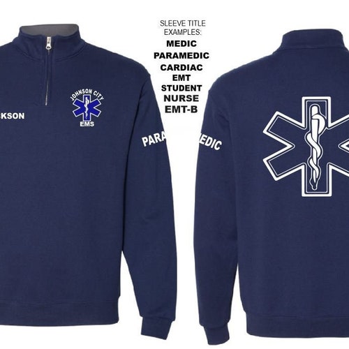 EMT EMS Custom Quarter Zip Collar Sweatshirt Rescue Fire Etsy