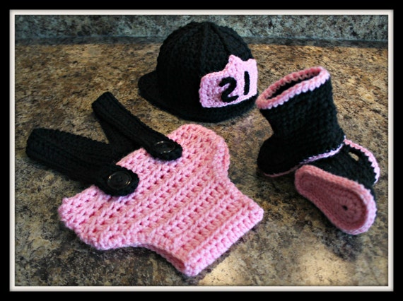 Crochet Baby Firefighter Outfit, boy or girl