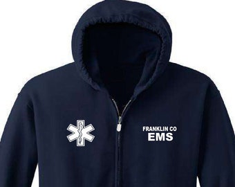 Personalized EMS EMT - with Custom Name - Full Zip Hoodie