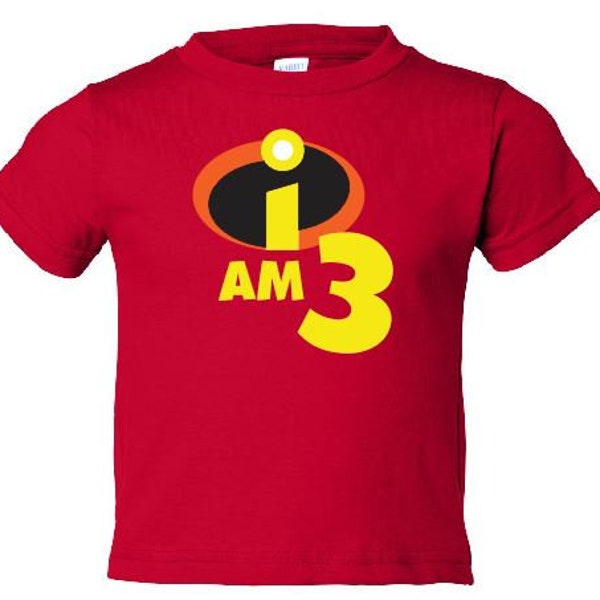 Incredibles Youth Toddler Birthday T-shirt Logo with I AM (age)! Birthday Theme T-Shirt Incredibles