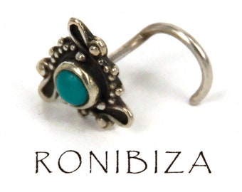Turquoise Nose Stud - Silver Nose Stud - Tiny Nose Stud - Nose Jewelry - Nose Piercing - Tribal Nose Stud - Indian Nose Stud - Nostril - NS4