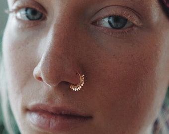 Gold Nose Ring - Gold Nose Hoop - Indian Nose Ring - Tribal Nose Ring - Nose Jewelry - Nose Piercing - Nostril Ring - Nostril Jewelry  NL7GP