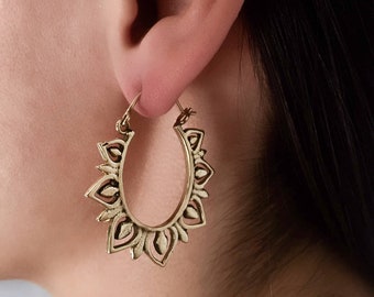 Brass Earrings - Brass Hoops - Gypsy Earrings - Tribal Earrings - Ethnic Earrings - Indian Earrings - Tribal Hoops - Indian Hoops (EB100)