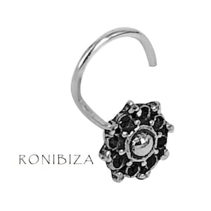 Flower Nose Stud, Sterling Silver Nose Piercing, Indian Tribal Nose Jewelry, Nostril Piercing, Lotus Piercing Nez, Large Nose Screw