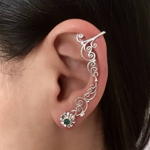 Silver Ear Climber - Silver Ear Crawler - Ear Climber Earrings - Long Ear Climber - Gemstone Ear Climber - Gemstone Earrings - Piercing