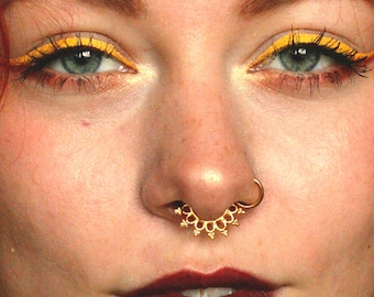 Anit Gold Septum Ring - Tribal Septum Ring - 18g Septum Ring - 16G Septum Ring - Indian Septum - Septum Jewelry - Septum Piercing (G3)