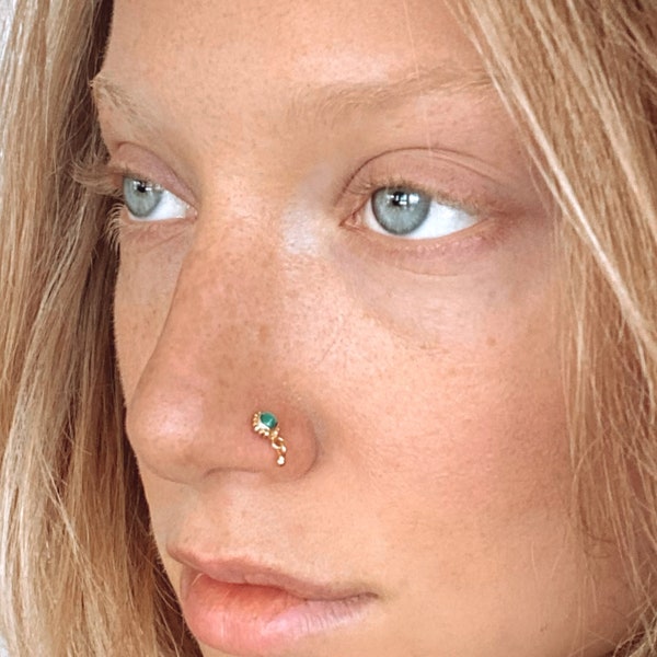Indian Nose Stud, Gold Nose Pin, Turquoise Nose Stud, Nose Jewelry, Tribal Nose Stud, Nose Piercing, Tiny Nose Stud, Nostril Piercing NG46