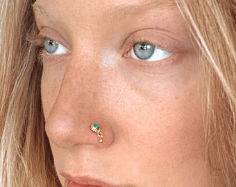 Indian Nose Stud, Gold Plated Nose Pin, Turquoise Nose Stud, Nose Jewelry, Tribal Nose Stud, Nose Piercing, Tiny Nose Stud, Nostril Piercing