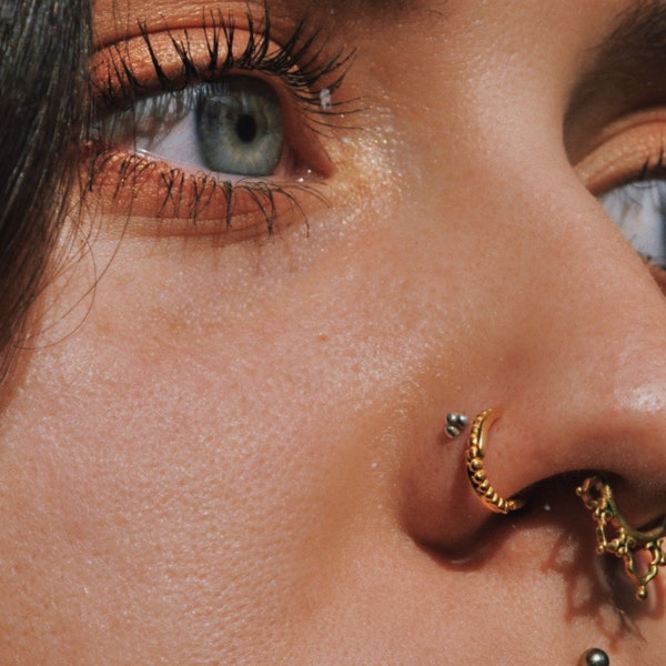 20g feine Gold plattierte Nasenring, minimalistische Nase Ring, Tribal Nase Ring, indische Nase Ring, kleine Gold Nose Ring