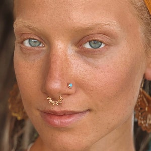 Akash Gold Septum Ring - Septum Jewelry - Septum Piercing - Indian Septum Ring - Tribal Septum Ring - 18G Septum Ring - G5