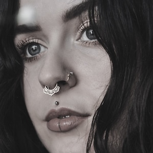 Silber Septum Ring - Septum Schmuck - Septum Piercing - 18G Septum Ring - Indischer Septum Ring - Stammes Septum Ring - Nasenpiercing (S57)