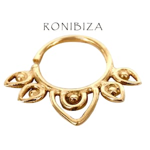 Anillo de tabique nasal Adwita de 18 quilates - Anillo de tabique nasal de oro - Anillo de tabique nasal indio - Anillo de tabique nasal tribal - Joyería de tabique nasal - Perforación de tabique nasal - Anillo de tabique nasal indio