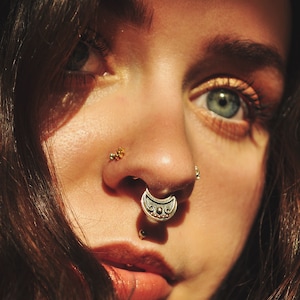 Silber Septum Ring - 18G Septum Ring - Indischer Septum Ring - Stammes Septum Ring - Septum Schmuck - Septum Piercing (S41)