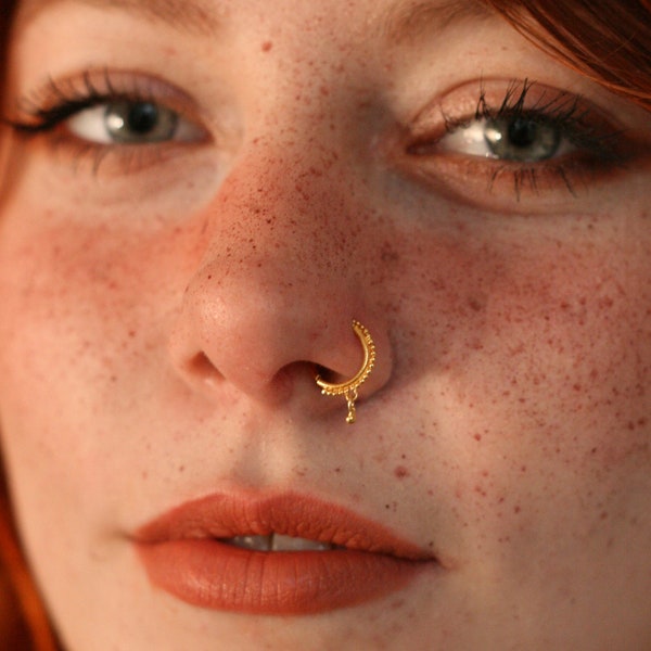 Gold Nose Ring - Gold Nose Hoop - Indian Nose Ring - Tribal Nose Ring - Nose Jewelry - Nose Piercing - Nostril Ring - Nostril Jewelry NL3GP