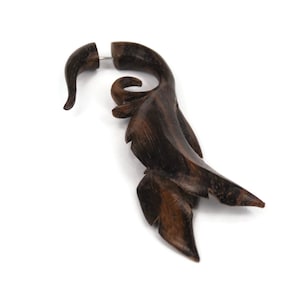 Faux houten meetoorbellen, nep-oorbellen, nep brancards, unieke faux plug-oorbellen, nep oordopjes, tribal boho oordopjes