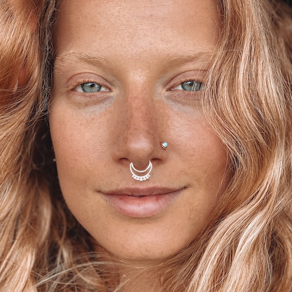 Silver Septum Ring - 18G Septum Ring - 16G Septum Ring - Indian Septum Ring - Septum Jewelry - Septum Piercing - Indian Nose Ring (S8)