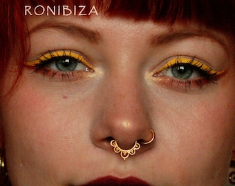 Ajeet Gold Septum Ring - Septum Jewelry - Septum Piercing - Tribal Septum Ring - Indian Septum Ring - 18g Septum (G4)