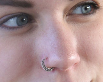 Tribal Nose Ring, Indian Nose Hoop, Nostril Jewelry, Nostril Piercing, Silver Nostril Ring, Silver Piercing, 20g Nose Piercing, Nose Jewelry