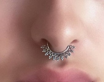 Indian Septum Ring, Tragus Ring, 925 Sterling Silver Nose Ring, Nose Jewelry, Piercing Septum, Silver Septum Ring, Tribal Septum Ring (S7)