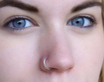 Indian Nose Ring, 20g Nose Piercing, Silver Nose Hoop, Nose Jewelry, Tiny Nose Ring, Small Nose Ring, Tribal Nose Ring, Nostril Ring