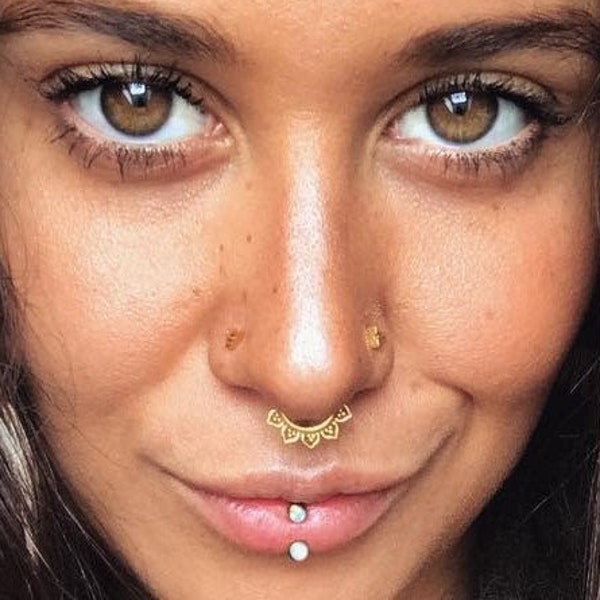 Gold Septum Ring - Septum Jewelry - Septum Piercing - 186G Septum Ring - Tribal Septum Ring - Indian Septum Ring - Septum Clicker (G46)