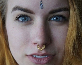 Unique Fake Septum Piercing, Gold Septum Cuff, Faux Piercing Nez, Daith Piercing, Septum And Nose Ring, Nose Jewelry, Cartilage Jewelry