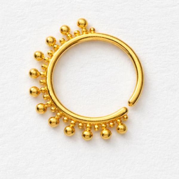 Anneau de nez en or massif 18 carats, cerceau de nez en or 18 carats, piercing nez en or, anneau de nez tribal, anneau de nez indien, bijoux de nez en or, anneau de narine en or