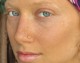 Gold Nose Stud - Tiny Nose Stud - Small Nose Stud - Tribal Nose Stud - Indian Nose Stud - Nose Jewelry - Nose Piercing - Nostril (NG18)