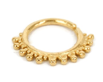 18K Solid Gold Nose Ring, 18K Gold Nose Hoop, Gold Nose Piercing, Tribal Nose Ring, Indian Nose Ring, Gold Nose Jewelry, Gold Nostril Ring