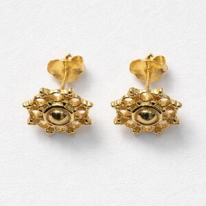 Tribal Gold Plated Sterling Silver Studs - Waterproof, 10mm
