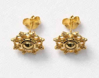 Tribal Gold Plated Sterling Silver Studs - Waterproof, 10mm