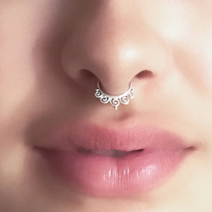 Indian Septum Ring - Septum Piercing - Silver Septum - 16G Septum Ring - Septum Jewelry - Tribal Septum Ring - Sterling Silver Septum (S23)