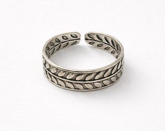 Anello per alluce regolabile in argento sterling – Gioiello per piedi con design a foglia