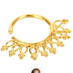 Anillo de tabique de oro con puntos - Joyas para tabique - Perforación de tabique - Anillo de tabique de oro de 18 quilates - Anillo de tabique indio - Anillo de tabique tribal - G15