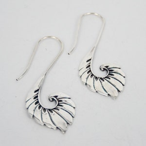 Silver Tribal Earrings, Statement Earrings, Long Dangle Earrings, Ethnic Drop Earrings, Spiral Earrings, Boho Earrings, Large Indian Earring
