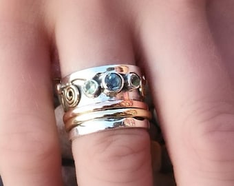 Dip Spinner Ring - Meditation Ring - Anti Stress Ring - Drei Metall Ringe - Multi Metall Ring - Unisex Ring - Yoga Ring