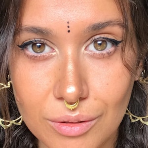 18 Gauge Clicker Septum Ring, 8mm Septum Ring, Septum Jewelry, Gold plated Septum Ring, Tribal Septum Ring, Piercing Clicker, Septum Ring image 1