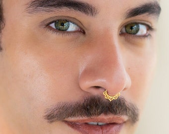 Ajeet Brass Septum Ring - Septum Jewelry - Septum Piercing - 18G Septum - 16G septum Ring - Tribal Septum Ring - Indian Septum Ring (B4)