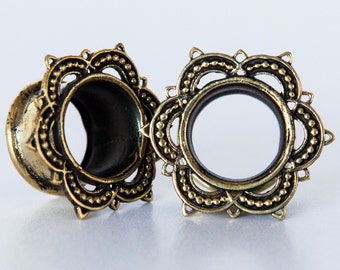 Brass Tunnelsbrass Ear Plugs Plugstunnelsstretchersflesh Etsy