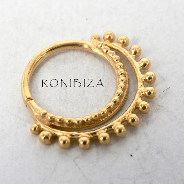 ゴールドノーズリング - ゴールドノーズフープ - インディアンノーズリング - トライバルノーズリング - ノーズジュエリー - ノーズピアス - ノーズリング - ノーズジュエリー NL11GP
