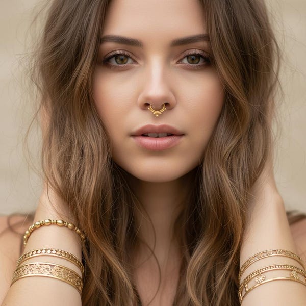 Pozłacany fałszywy kolczyk do przegrody nosowej – klips na sztuczny piercing