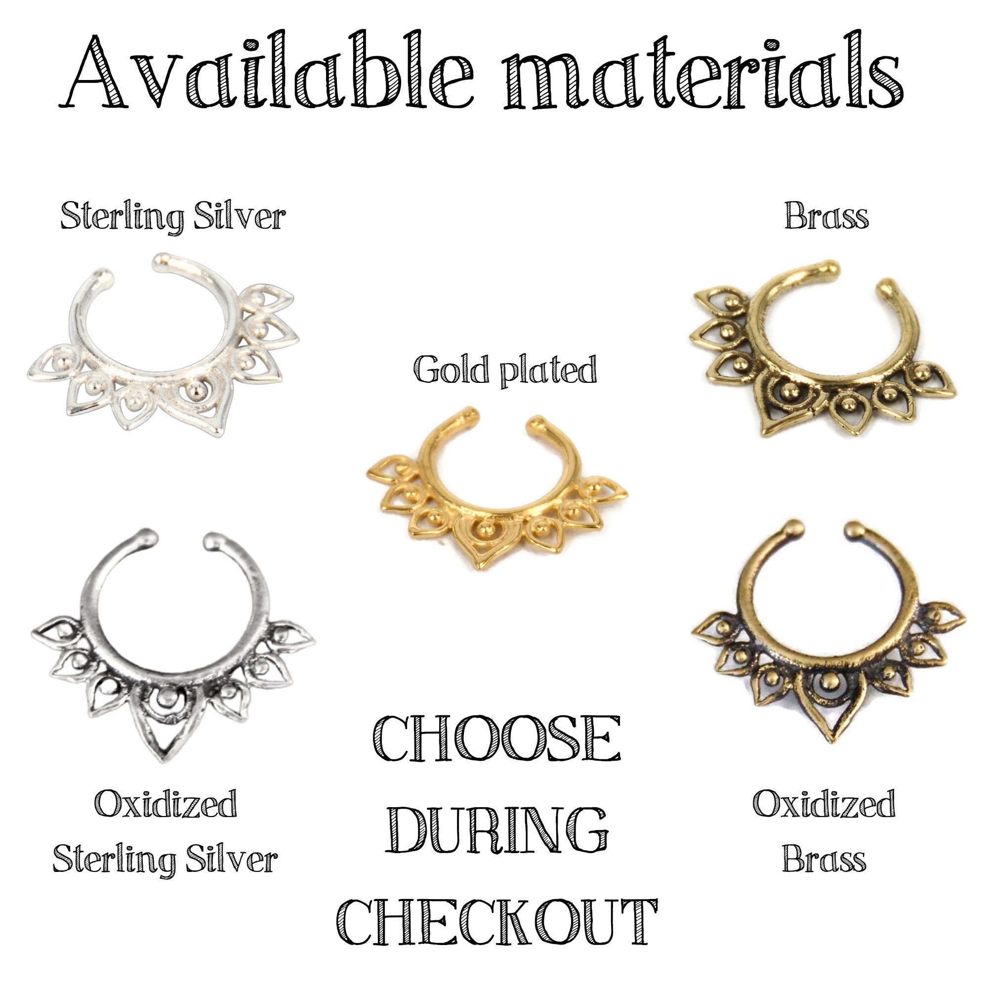 Clip On Sterling Silver Lotus Septum Fake Septum Ring Faux Etsy