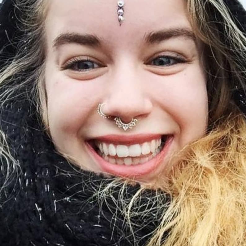 Sterling Silver Lotus Septum Ring Flower Septum Piercing Etsy España