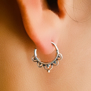 Boucles d'oreilles en argent - Créoles en argent - Boucles d'oreilles gitane - Boucles d'oreilles tribales - Boucles d'oreilles ethniques - Boucles d'oreilles indiennes - Créoles ttibal - Créoles indiennes (S4)