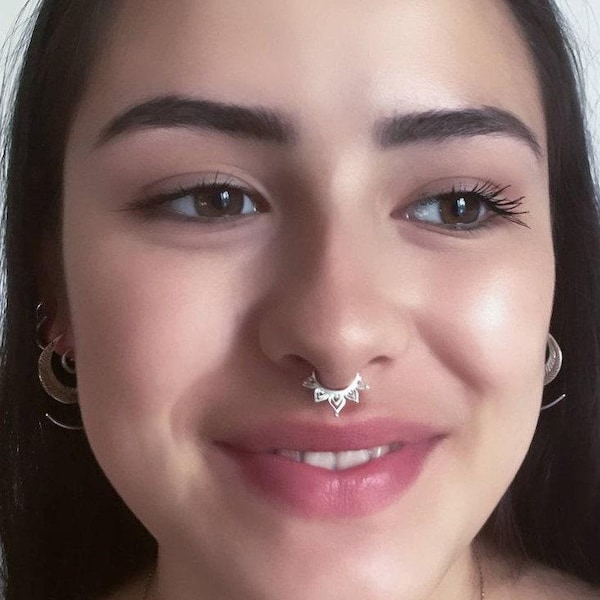 Tribal Sterling Silver Septum Ring – Indian Nose Piercing, 16G
