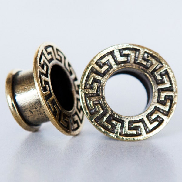 Gowri Brass Plugs - Ear Plugs - Ear Gauges - Tribal Plugs - Indian Plugs - Piercing Plugs - Gauge Jewelry - Ear Tunnel - Brass Tunnel (BT7)