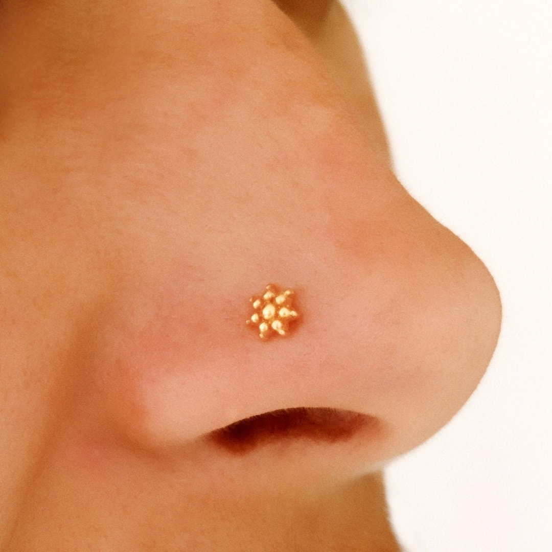 Tiny Gold Nose Stud Indian Nose Stud Tribal Nose Stud Etsy