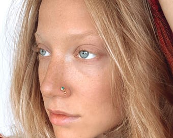 Indian Nose Stud, Gold Plated Nose Pin, Turquoise Nose Stud, Nose Jewelry, Tribal Nose Stud, Nose Piercing, Tiny Nose Stud, Nostril Piercing