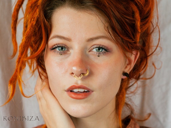 Indian Nose Ring Gold Plated Nose Hoop Tribal Nose Ring Nostril Hoop Unique Nose Ring Ethnic Nose Cuff Nostril Jewelry Piercing Nez Etsy Canada